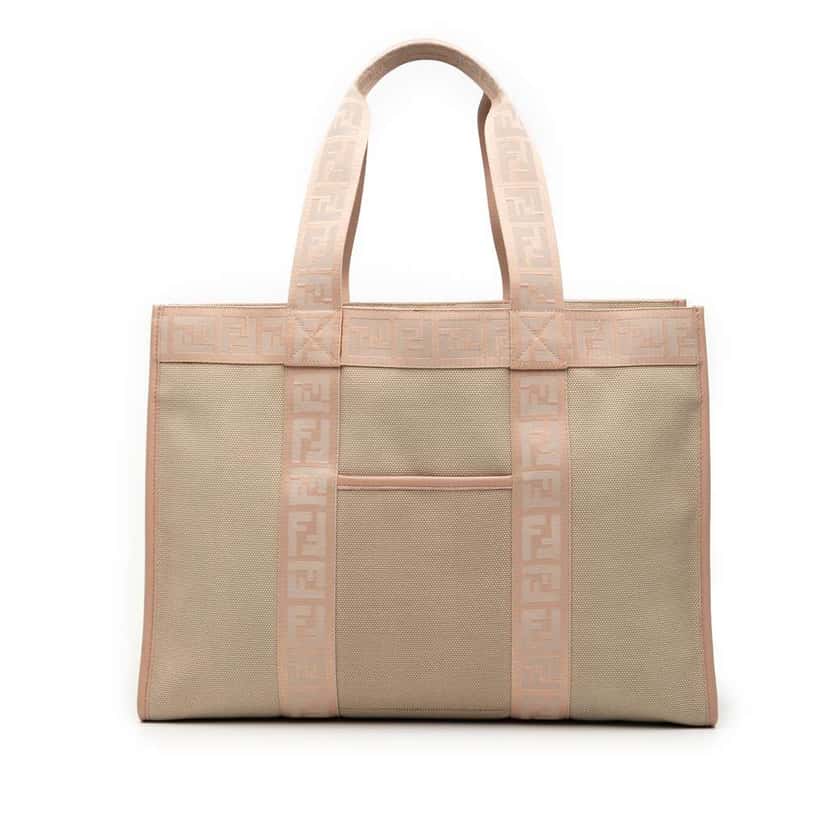 Fendi Zucca Trimmed Canvas Tote Brown Canvas Very good condition - Front View