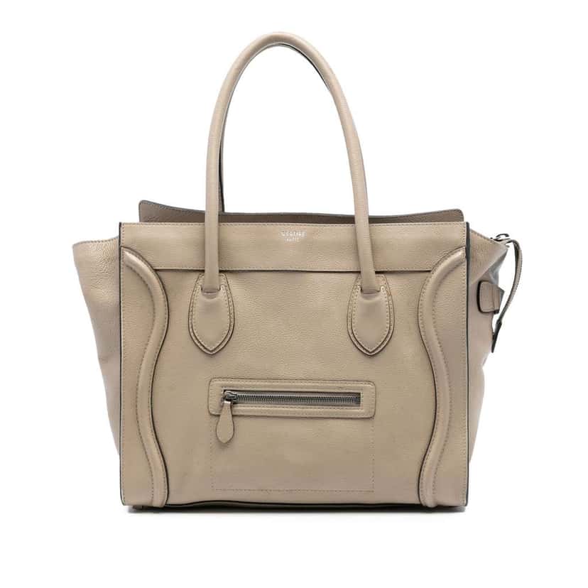 Celine Mini Leather Luggage Tote Brown Leather Good condition - Front View