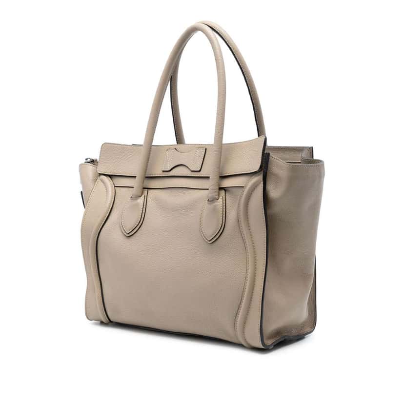 Celine Mini Leather Luggage Tote Brown Leather Good condition - Back View