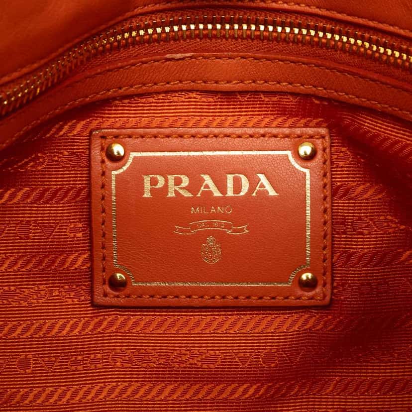 Prada Tessuto Logo Drawstring Tote Orange Very good condition - Box View