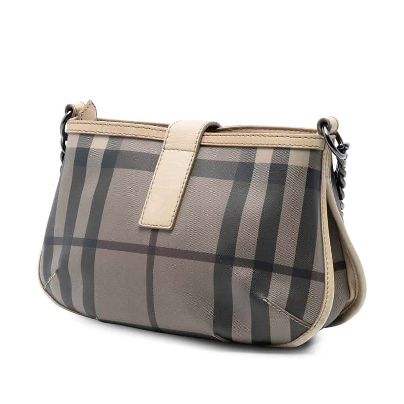 Burberry Smoked Check Coated Canvas Crossbody Brown Canvas Very good condition - Back View