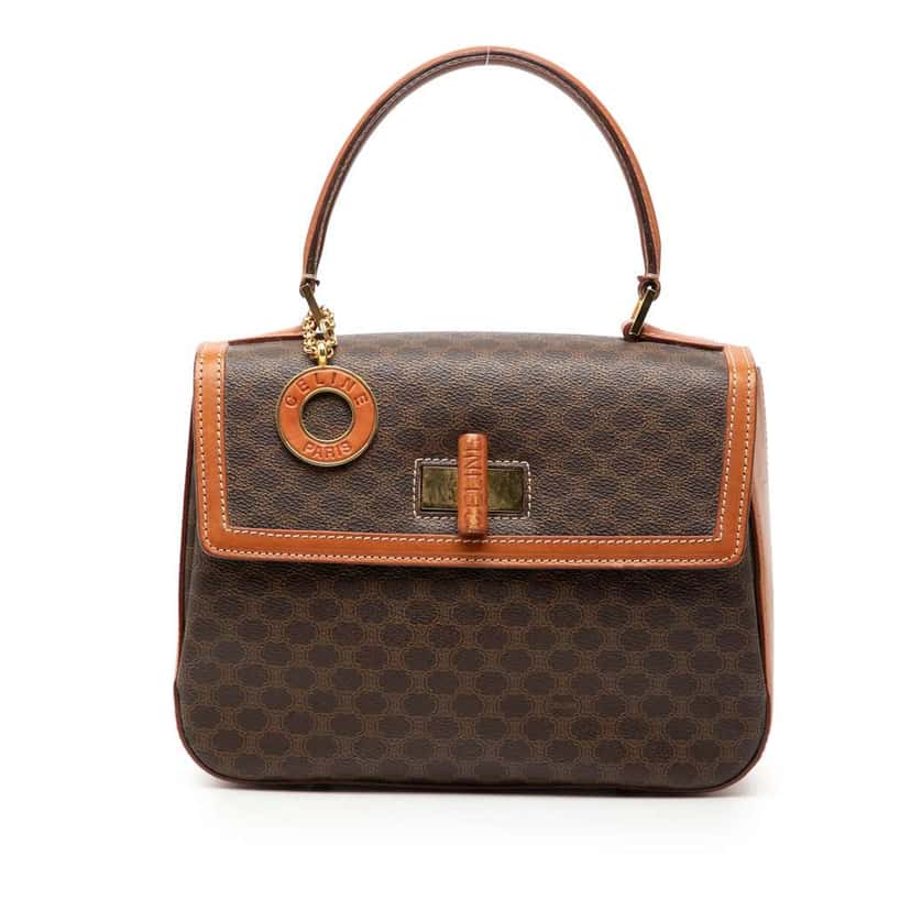 Celine Macadam Coated Canvas Satchel Brown Canvas Good condition - Front View