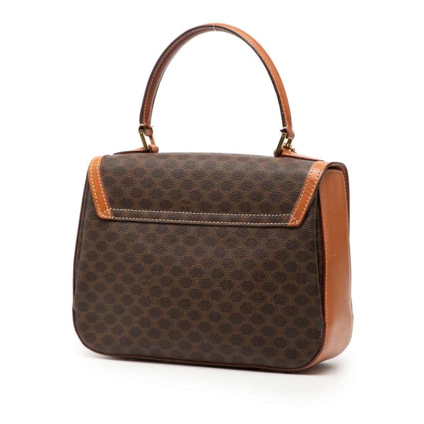 Celine Macadam Coated Canvas Satchel Brown Canvas Good condition - Back View