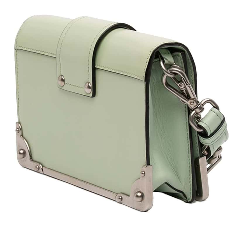 Prada Spazzolato Soft Calfskin Cahier Crossbody Green Leather Very good condition - Back View