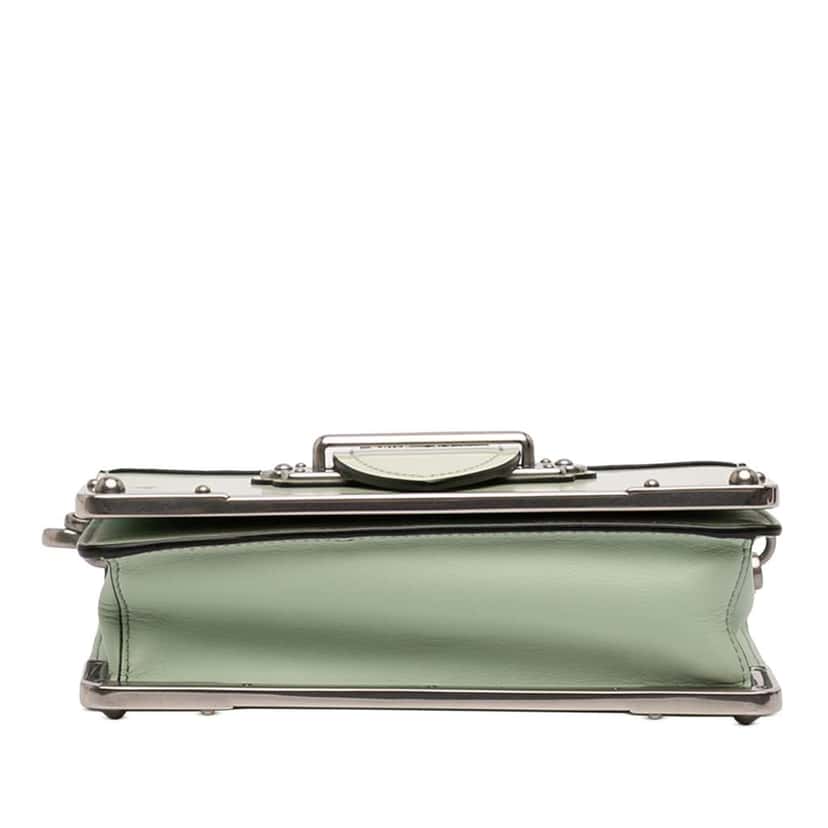 Prada Spazzolato Soft Calfskin Cahier Crossbody Green Leather Very good condition - Inside View