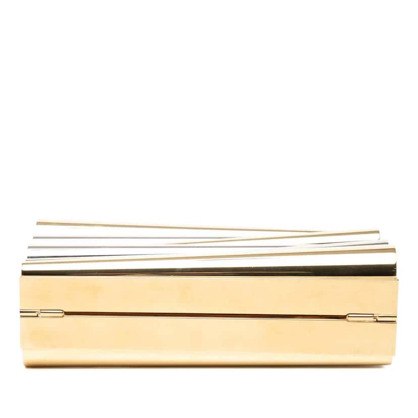 Salvatore Ferragamo Sara Battaglia Metal Sinila Clutch on Chain Gold Brass Very good condition - Inside View