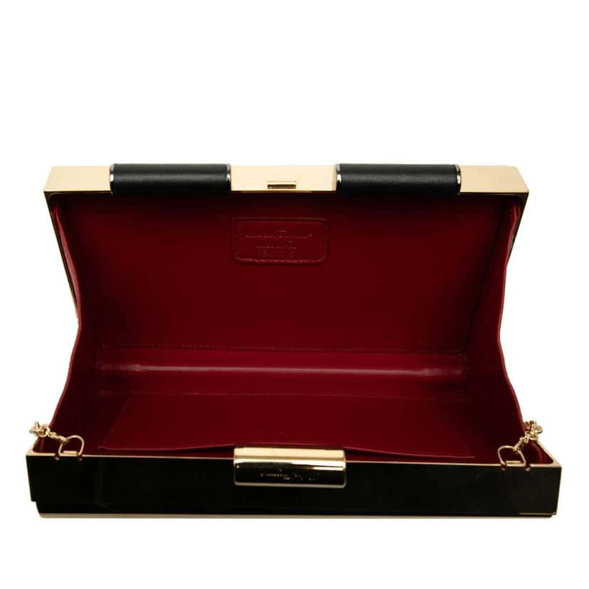 Salvatore Ferragamo Sara Battaglia Metal Sinila Clutch on Chain Gold Brass Very good condition - Model View