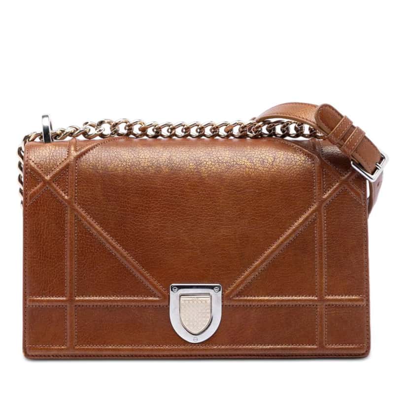 Dior Medium Goatskin Diorama Flap Brown Leather Very good condition - Front View