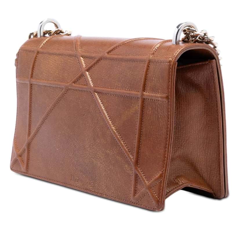 Dior Medium Goatskin Diorama Flap Brown Leather Very good condition - Back View
