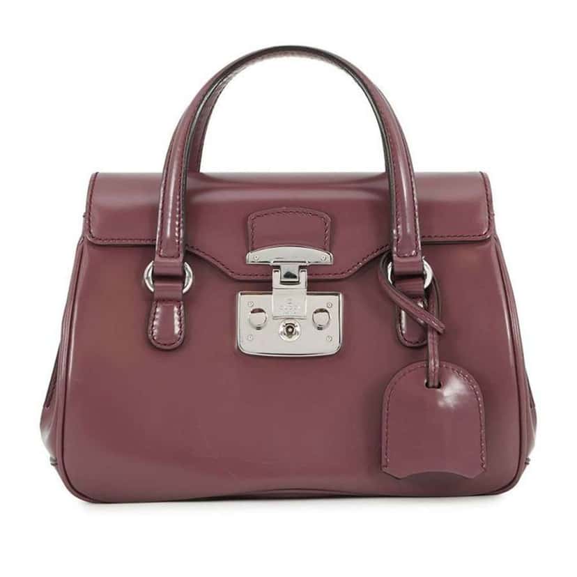 Gucci Smooth Calfskin Lady Lock Handbag Purple Leather Very good condition - Front View