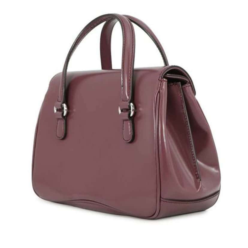 Gucci Smooth Calfskin Lady Lock Handbag Purple Leather Very good condition - Back View