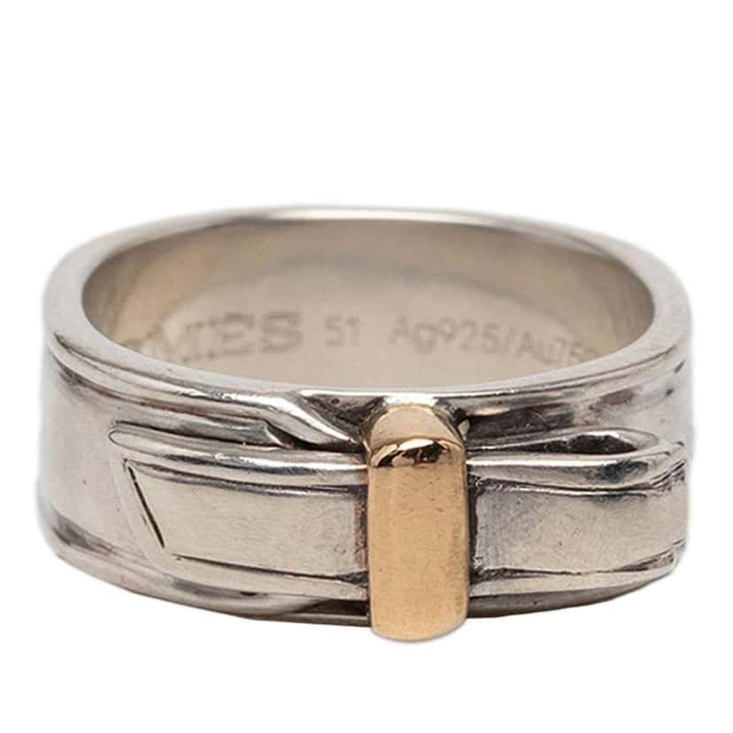 Hermès Sterling Silver and 18K Yellow Gold Artemis Ring Silver Silver Very good condition - Front View