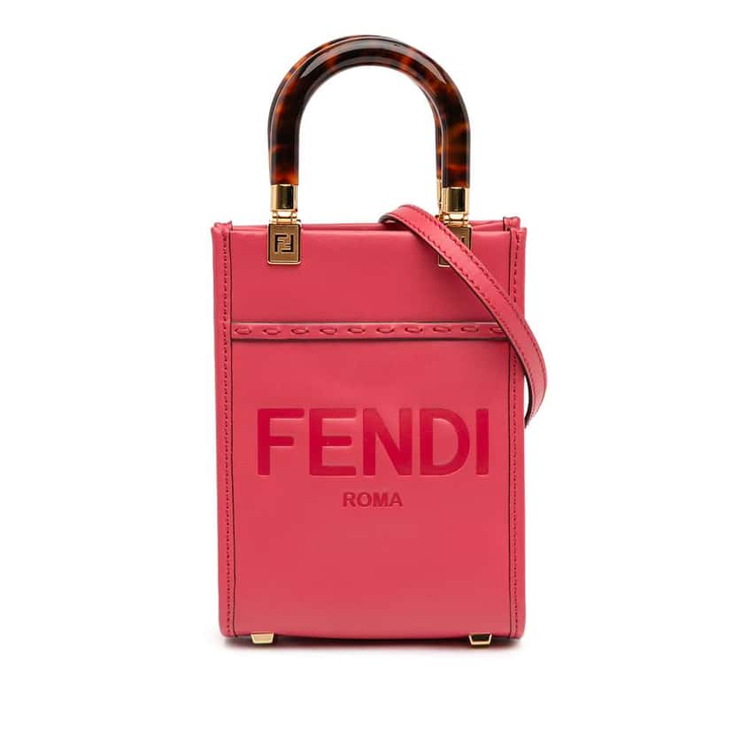 Fendi Mini Leather Sunshine Shopper Tote Pink Leather Very good condition - Front View