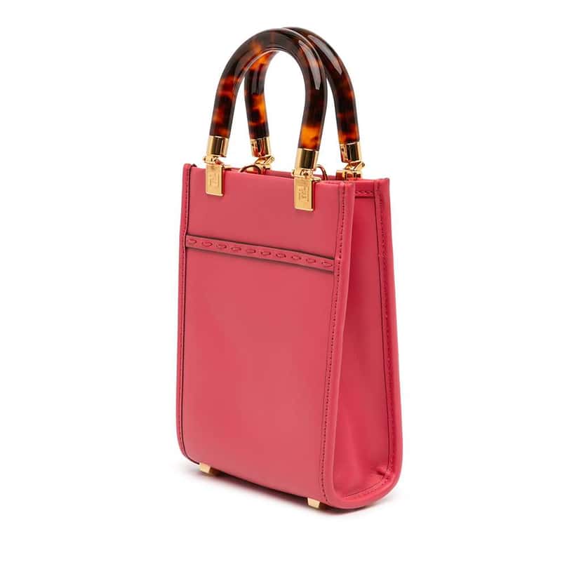 Fendi Mini Leather Sunshine Shopper Tote Pink Leather Very good condition - Back View