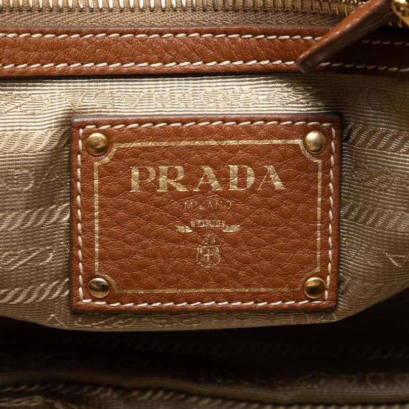 Prada Canvas Canapa Logo Bow Satchel Brown Canvas Very good condition - Box View