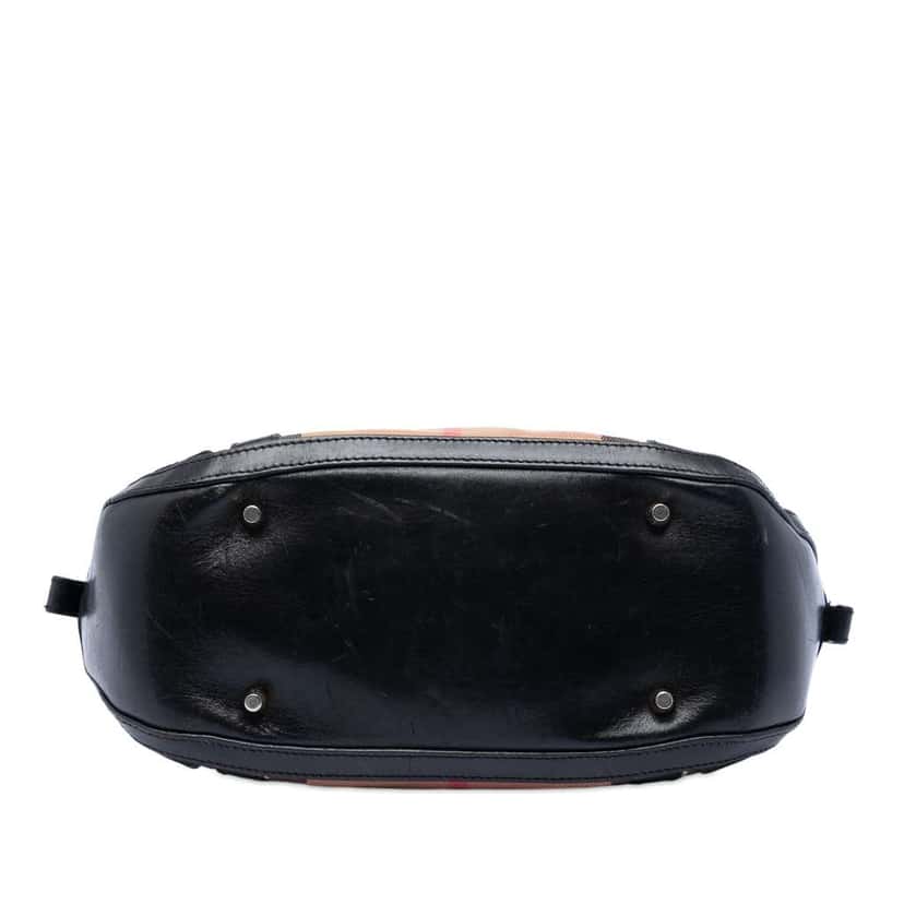 Burberry Small Leather Trimmed House Check Canvas Bridle Orchard Satchel Brown Canvas Good condition - Inside View