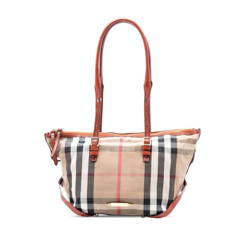Burberry Small House Check Canvas Bridle Salisbury Tote Brown Canvas Good condition - Front View