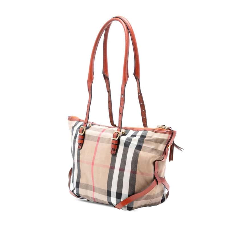 Burberry Small House Check Canvas Bridle Salisbury Tote Brown Canvas Good condition - Back View