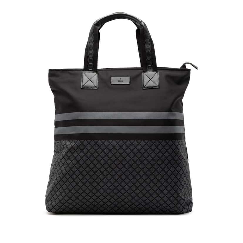 Gucci Diamante Nylon Web Tote Black Very good condition - Front View