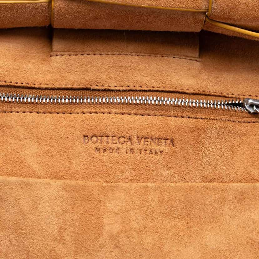 Bottega Veneta Small Goatskin Maxi Intrecciato Arco Satchel Yellow Leather Very good condition - Box View