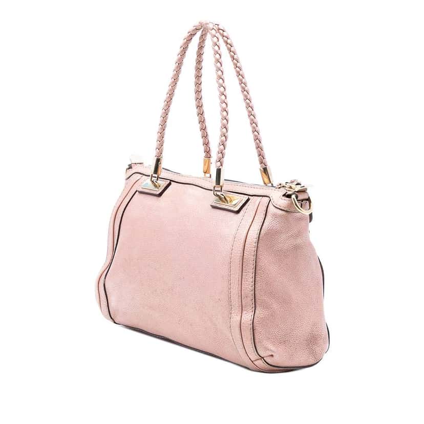 Gucci Metallic Pebbled Calfskin Bella Satchel Pink Leather Very good condition - Back View