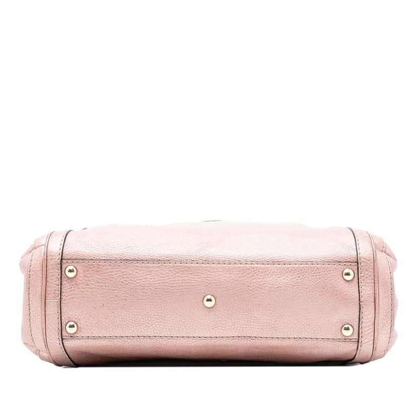 Gucci Metallic Pebbled Calfskin Bella Satchel Pink Leather Very good condition - Inside View