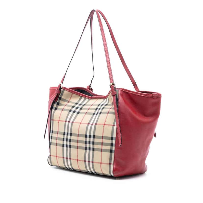 Burberry Small Haymarket Check Canvas and Leather Canterbury Tote Brown Canvas Very good condition - Back View