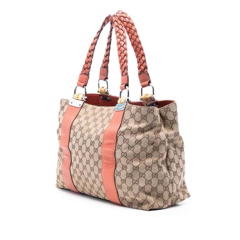 Gucci GG Canvas Bamboo Libeccio Tote Brown Canvas Very good condition - Back View
