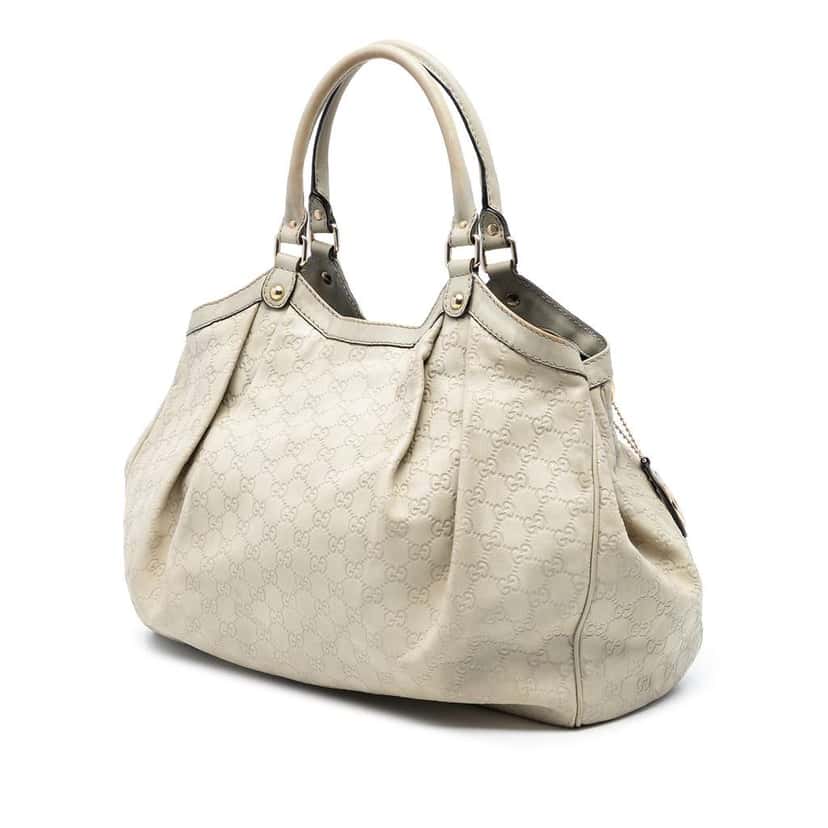 Gucci Large Guccissima Sukey Tote White Leather Very good condition - Back View