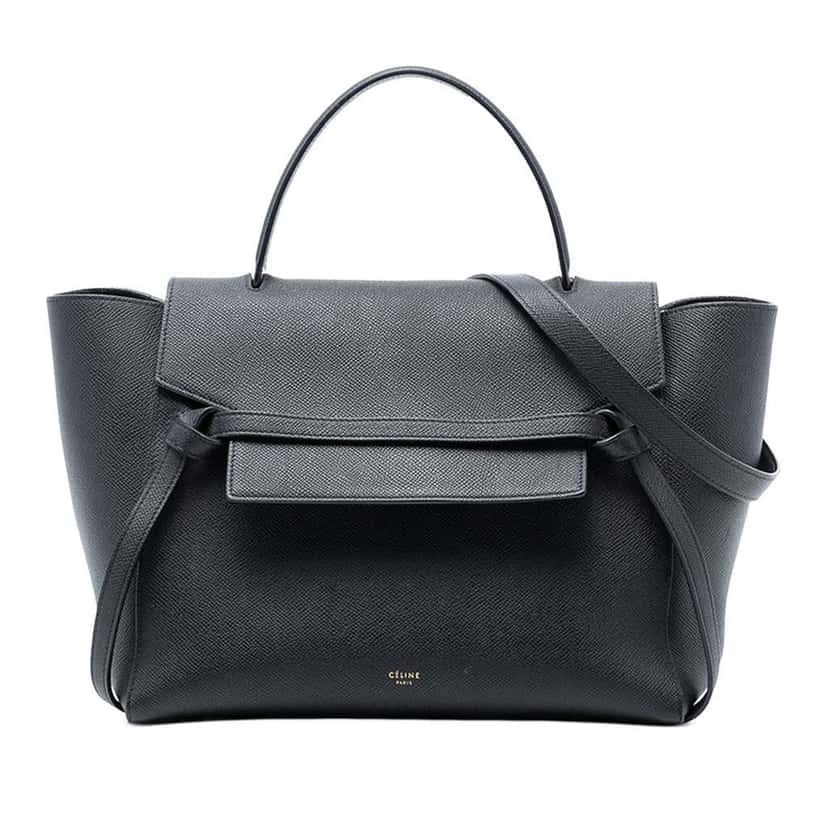 Celine Mini Grained Calfskin Belt Bag Black Leather Good condition - Front View