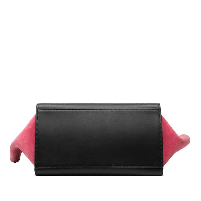 Celine Small Tricolor Calfskin and Suede Trapeze Satchel Black Leather Very good condition - Inside View