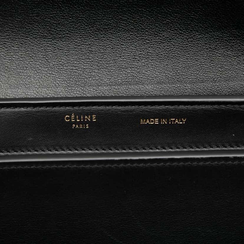 Celine Small Tricolor Calfskin and Suede Trapeze Satchel Black Leather Very good condition - Box View