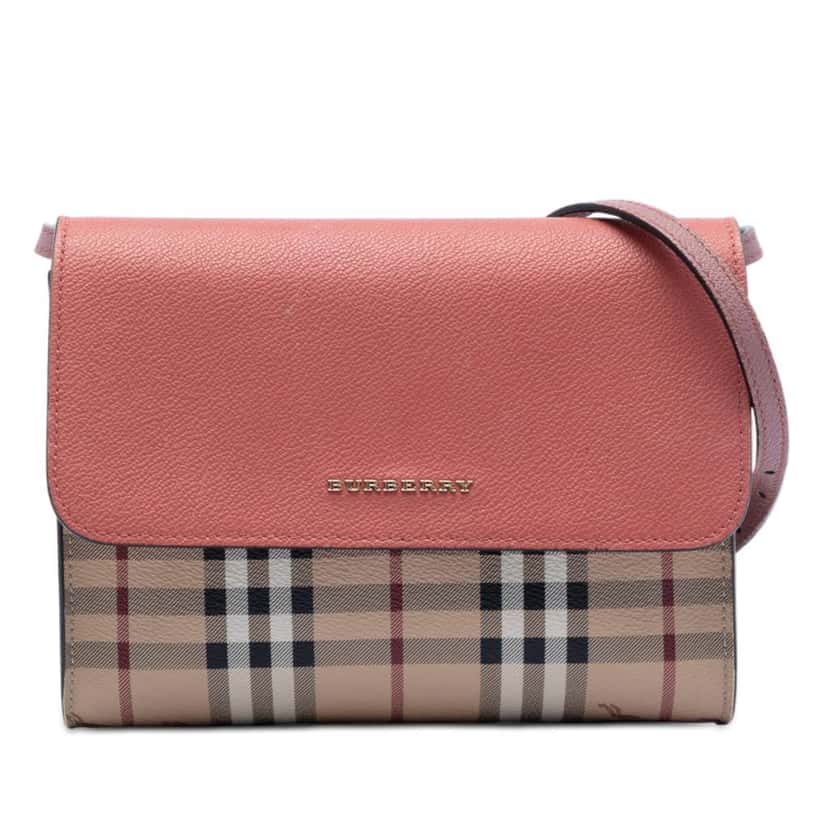 Burberry Haymarket Check Coated Canvas and Calfskin Loxley Crossbody Brown Canvas Very good condition - Front View