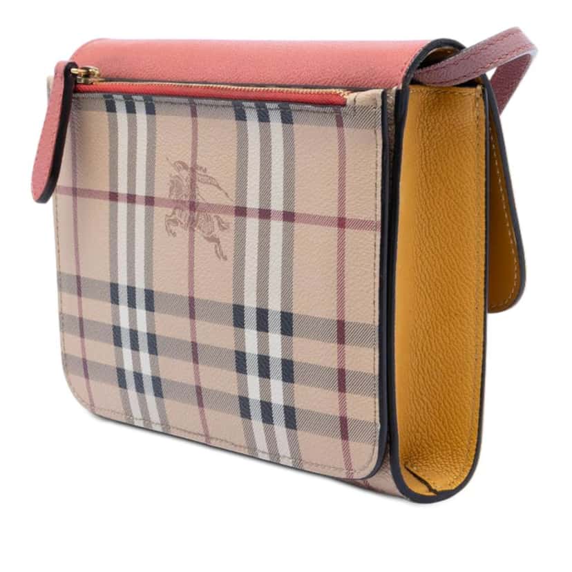 Burberry Haymarket Check Coated Canvas and Calfskin Loxley Crossbody Brown Canvas Very good condition - Back View