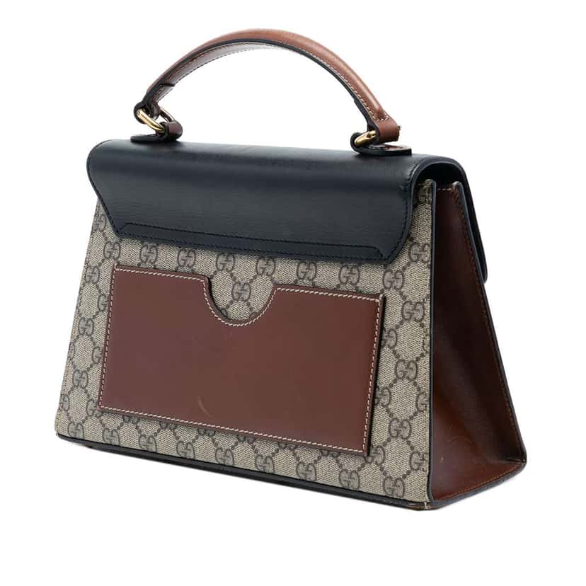 Gucci Small GG Supreme Padlock Satchel Brown Canvas Very good condition - Back View
