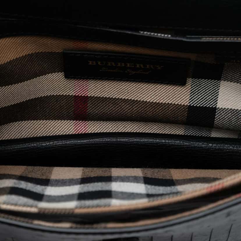 Burberry Small Grainy Calfskin Broguing Tassel Macken Crossbody Black Leather Very good condition - Model View