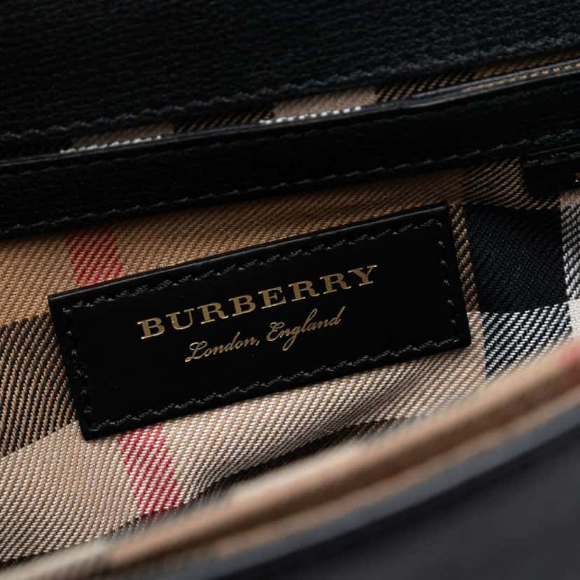 Burberry Small Grainy Calfskin Broguing Tassel Macken Crossbody Black Leather Very good condition - Box View