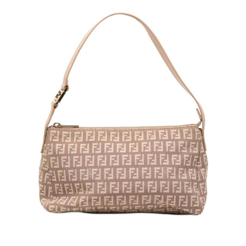 Fendi Zucchino Canvas Pochette Pink Canvas Good condition - Front View