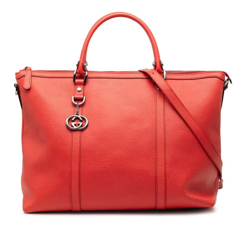 Gucci Leather GG Charm Satchel Red Leather Very good condition - Front View