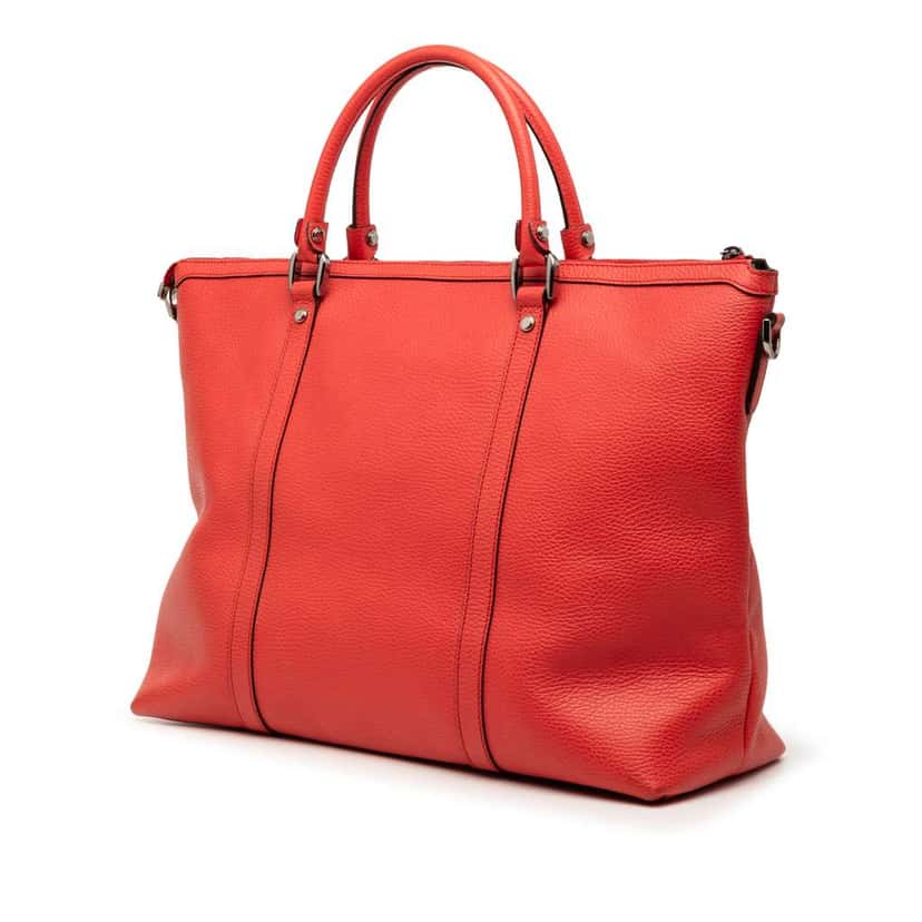 Gucci Leather GG Charm Satchel Red Leather Very good condition - Back View