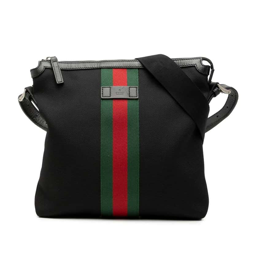 Gucci GG Techno Canvas Web Messenger Bag Black Canvas Good condition - Front View