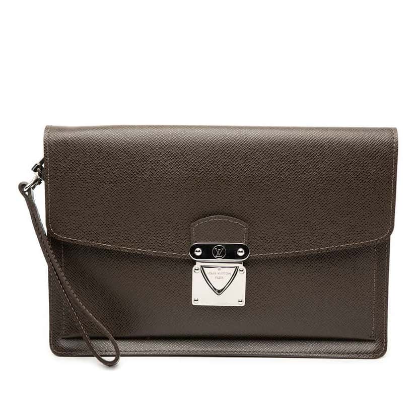 Louis Vuitton Taiga Belaia Clutch Brown Leather Good condition - Front View