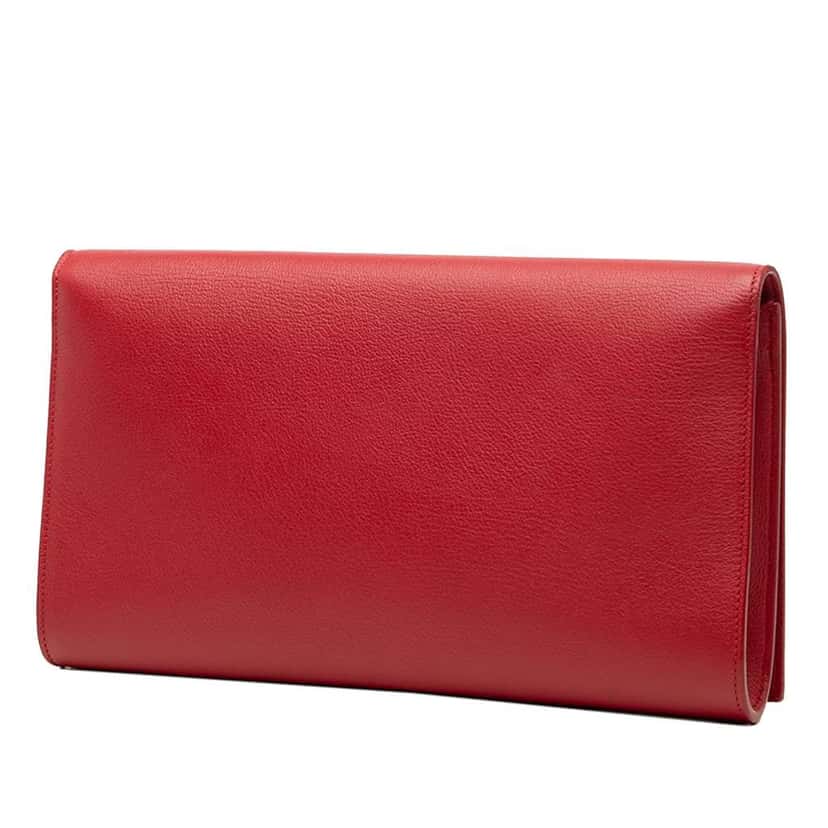 Saint Laurent Large Leather Belle de Jour Clutch Red Leather Very good condition - Back View