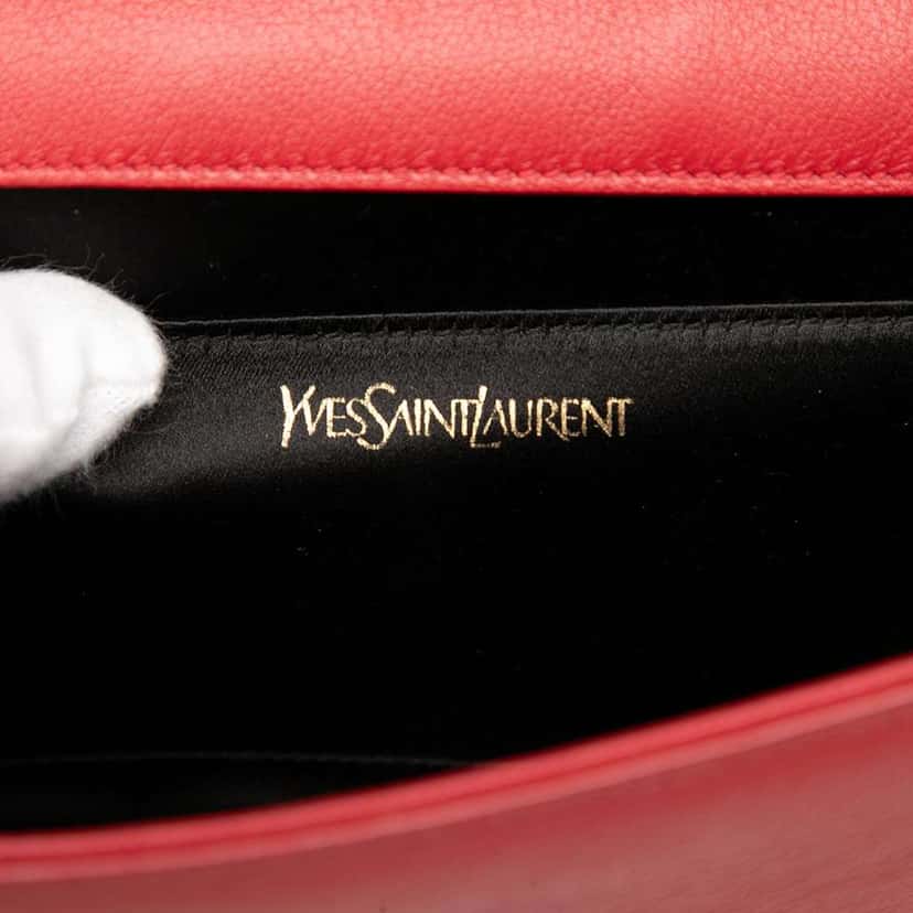 Saint Laurent Large Leather Belle de Jour Clutch Red Leather Very good condition - Box View