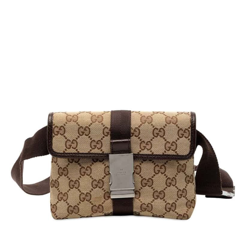 Gucci GG Canvas Belt Bag Brown Canvas Very good condition - Front View