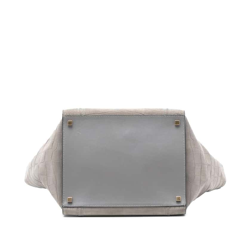 Celine Medium Croc Embossed Leather Luggage Phantom Tote Grey Leather Good condition - Inside View