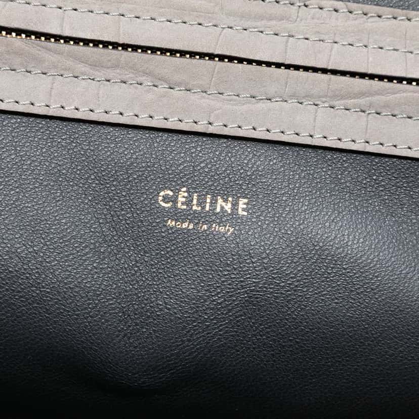 Celine Medium Croc Embossed Leather Luggage Phantom Tote Grey Leather Good condition - Box View