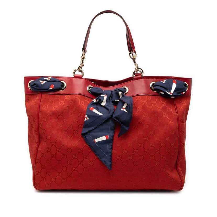 Gucci Large GG Canvas Positano Tote Red Canvas Very good condition - Front View