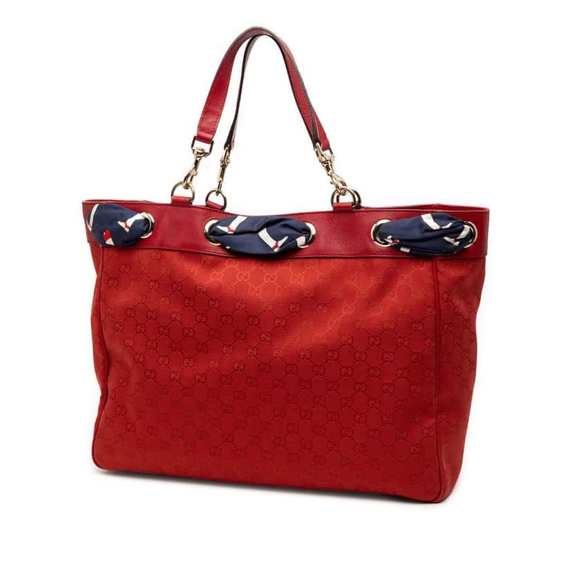 Gucci Large GG Canvas Positano Tote Red Canvas Very good condition - Back View