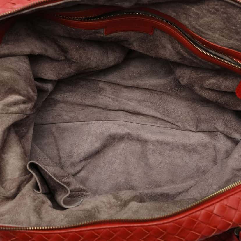 Bottega Veneta Maxi Intrecciato Nappa Convertible Satchel Red Leather Very good condition - Model View